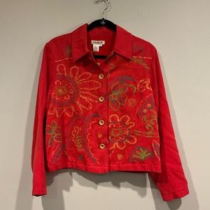 Coldwater Creek Womens Embroidered Button down Jacket